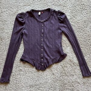 Pilcro Anthropologie Puff Sleeve Knit Cardigan XS